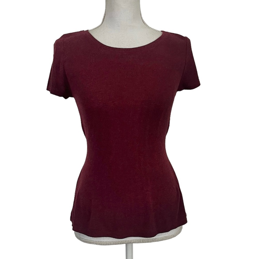 H by Bordeaux Short Sleeve Sweater Top Maroon Size S